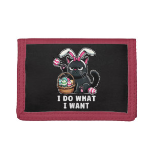 i do what i want Easter Cat Trifold Wallet