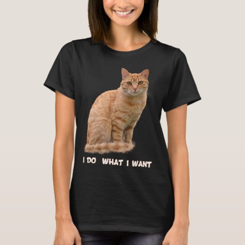 I Do What I Want Funny Orange Tabby Cat Lovers Gif T_Shirt