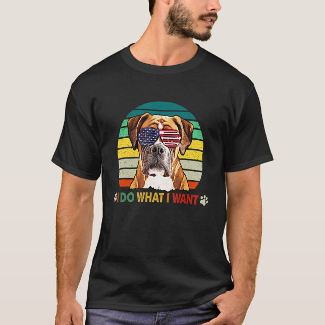 I Do What I Want Retro American Flag Glasses Cool  T-Shirt (Front)