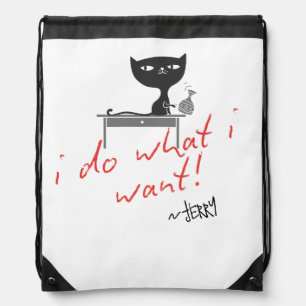 "I do what I want" Sassy Cat Attitude Drawstring Bag