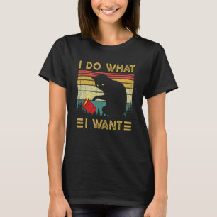 I Do What I Want Vintage Black Cat Red Cup Cat T-Shirt