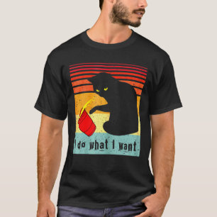 I Do What I Want Vintage Black Cat Red Cup My Cat T-Shirt