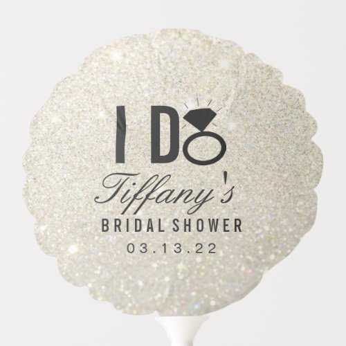 I DO White Gold Glitter Bridal Shower Balloon