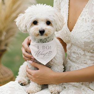 I Do, Woof Script Heart Paw Print Cute Pet Wedding Bandana Collar