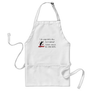 I Do Yoga Every Day Funny Wine Quote with Cat Adult Apron