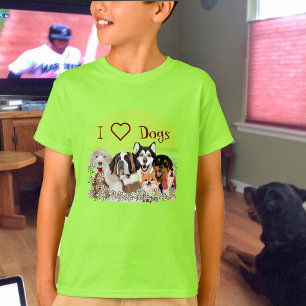 "I ♥ Dogs Neon Green T-Shirt - Cheerful Pet Lover'