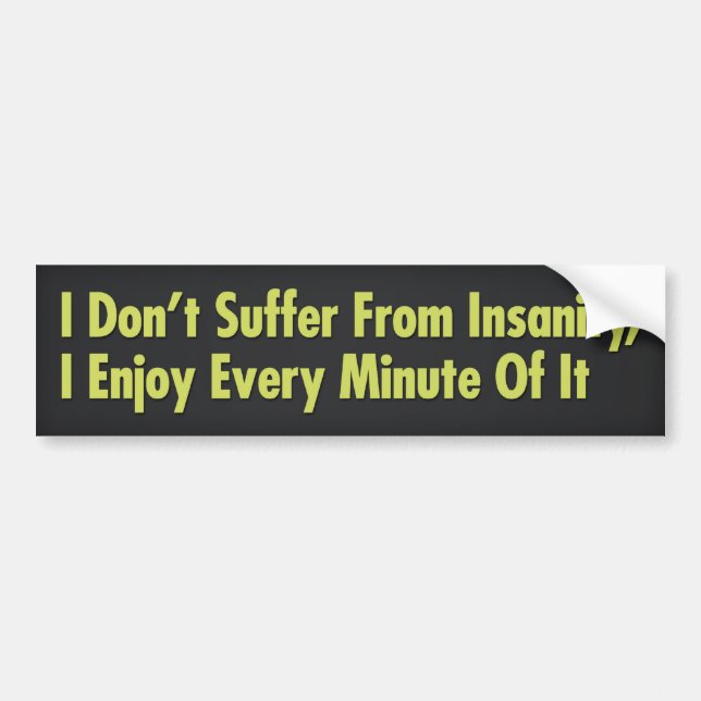 I Don’t Suffer From Insanity, I Enjoy Every Minute Bumper Sticker (Front)