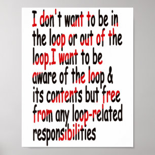 I Don’t Want To Be In Or Out Of The Loop Funny Say Poster