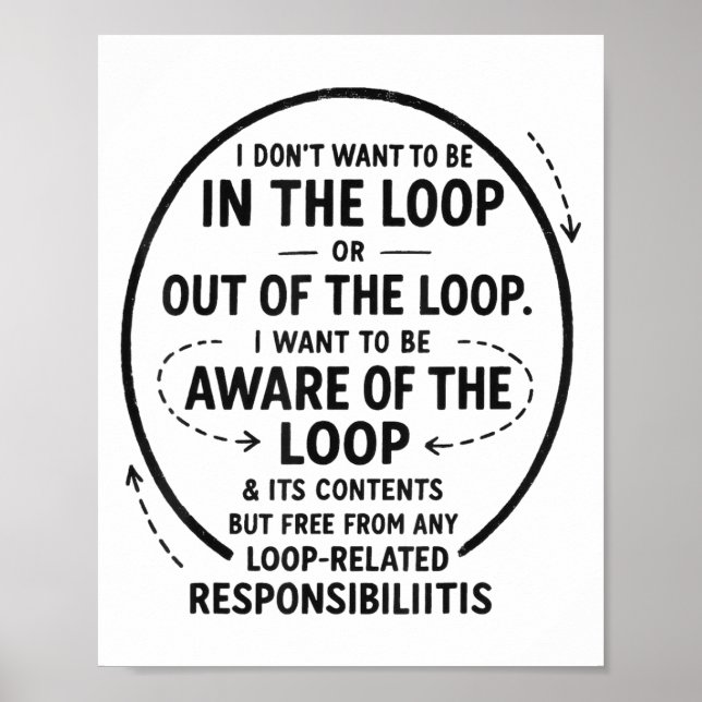 I Don’t Want To Be In The Loop Sarcastic Quote Fun Poster (Front)
