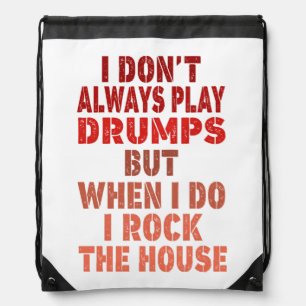 I don't always play drums funny retro sunset drumm drawstring bag