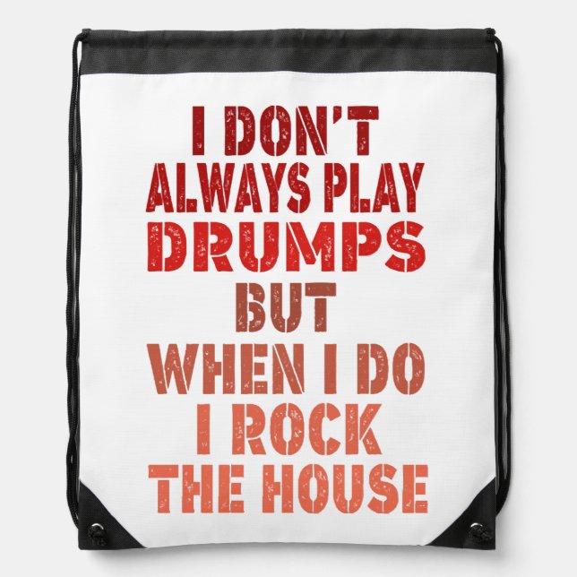 I don't always play drums funny retro sunset drumm drawstring bag (Front)