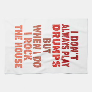 I don't always play drums funny retro sunset drumm kitchen towel