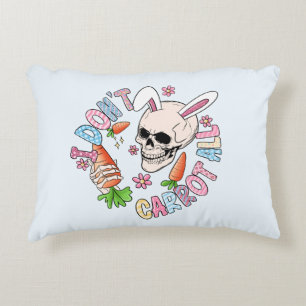 I Don't Carrot At All - Cute Skull Bunny & Easter Accent Pillow
