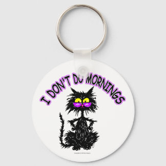 "I Don't Do Mornings" Cat Gifts Keychain