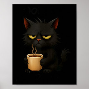 I Don't Do Mornings Funny Quote Black Cat Lover Gi Poster