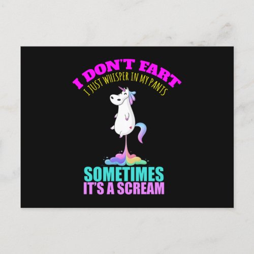 I Dont Fart Unicorn Unicorn Farts Postcard
