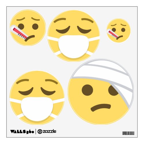 I Dont Feel Well Emoji Wall Decal Set of Five