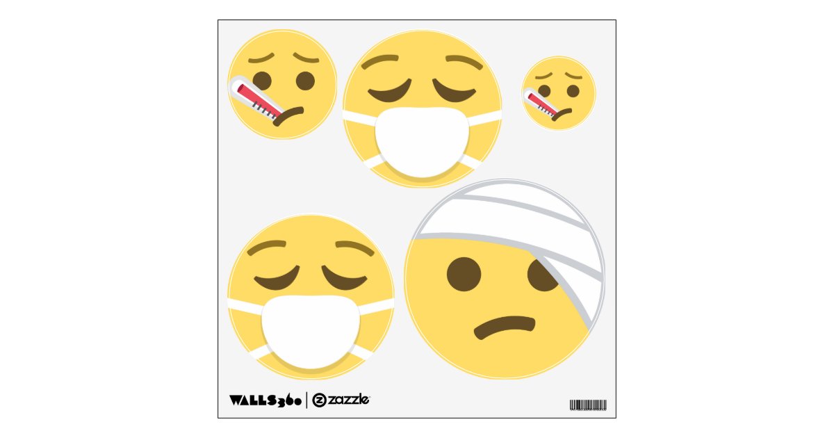 I Don T Feel Well Emoji Wall Decal Set Of Five Zazzle Com