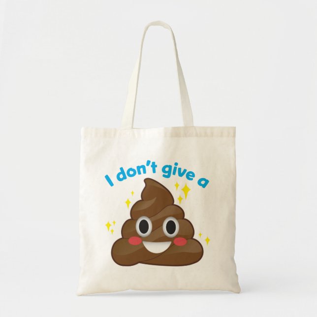 I Don't Give a Happy Poop Sparkle Emoji Tote Bag (Front)