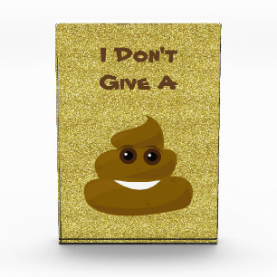 I Don't Give A Poo Emoji Gold Glitter Award