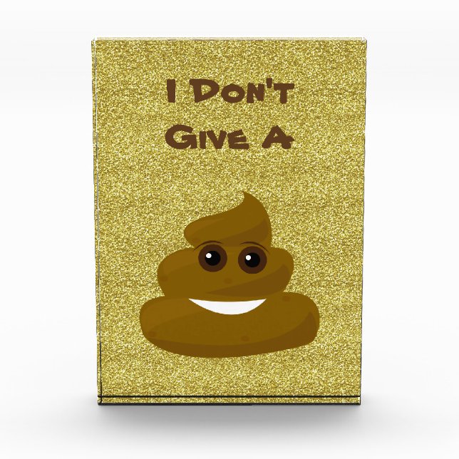 I Don't Give A Poo Emoji Gold Glitter Award (Front)