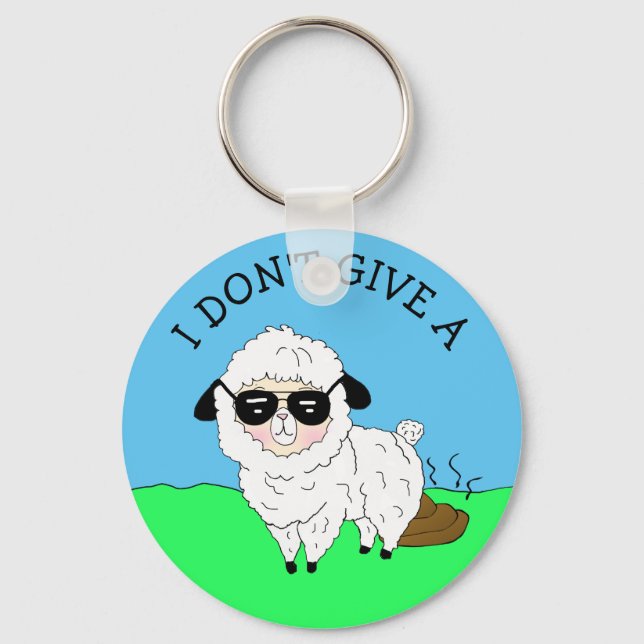 I don't give a ... Sheep Funny Sarcastic Humor Keychain (Front)