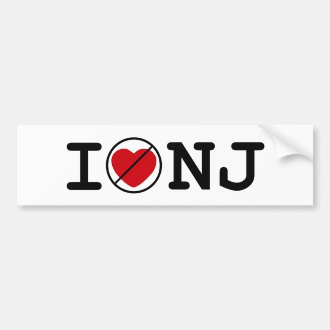 I Don't Heart New Jersey Bumper Sticker (Front)