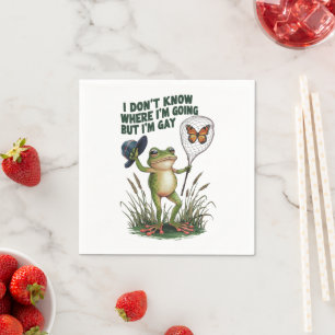 I Don't Know Where I'm Going But I'm Gay Frog Napkins
