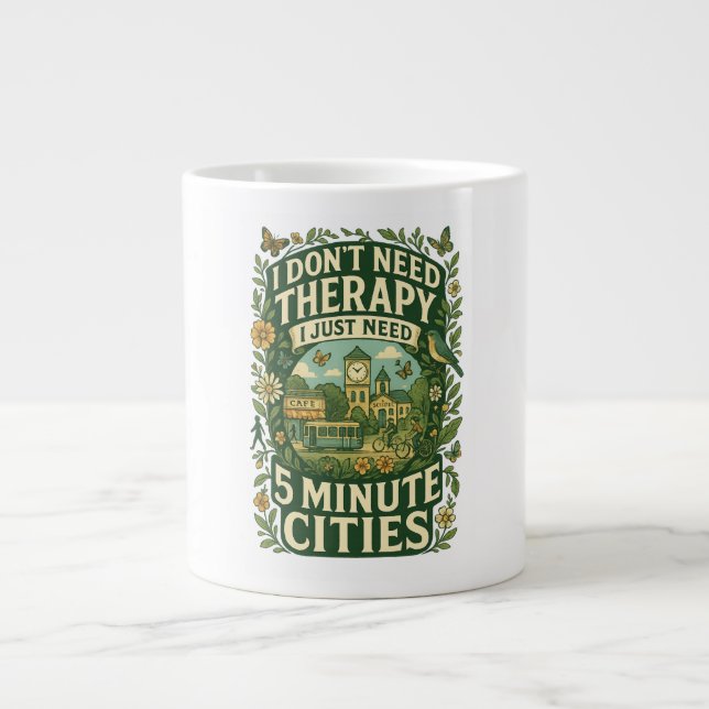 I don't need therapy, I just need 5 minute Cities Giant Coffee Mug (Front)