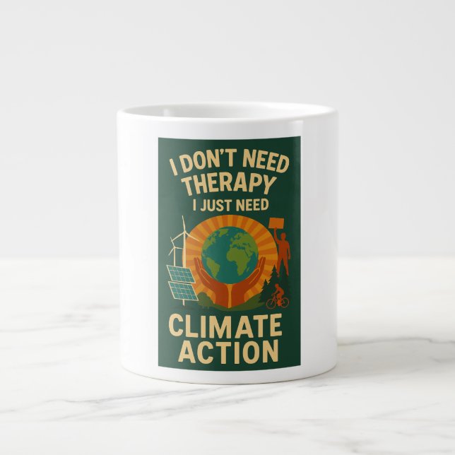 I Don't Need Therapy, I Just Need Climate Action Giant Coffee Mug (Front)