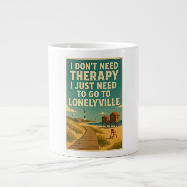 I don't need therapy, I just need Lonelyville Giant Coffee Mug (Front)