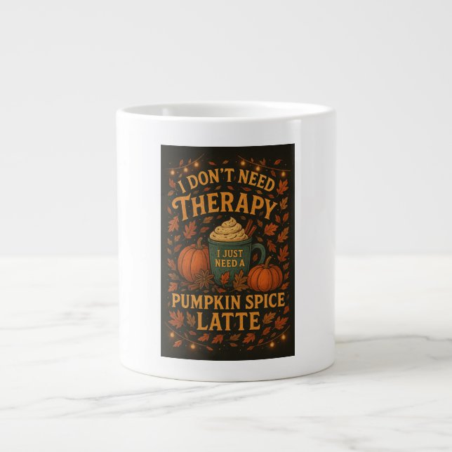 I don't need therapy, need Pumpkin Spice Latte Giant Coffee Mug (Front)