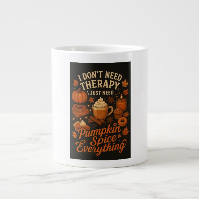 I don't need therapy, pumpkin spice everything giant coffee mug (Front)