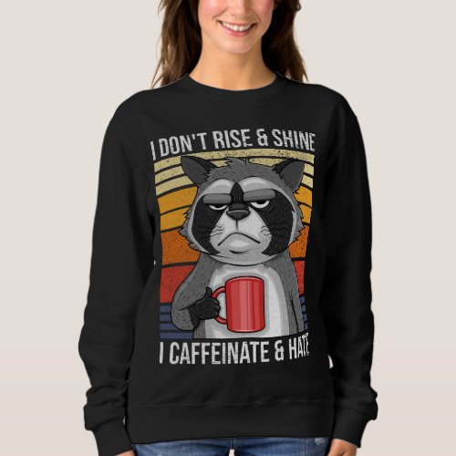I Dont Rise  Shine I Caffeinate  Hate Mad Coffe Sweatshirt
