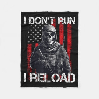 I Don't Run I Reload, Us Flag For A Patriotic Gun Fleece Blanket