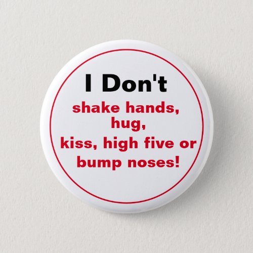 I Dont Shake Hands Button