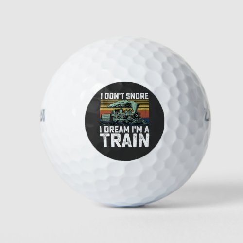 I Dont Snore I Dream Im a Train Vintage Retro Golf Balls