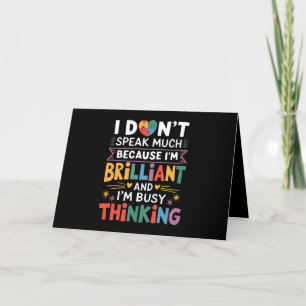I Don't Speak Much Brilliant Autism Autistic Letterpress Thank You Card
