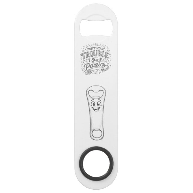I Don't Start Trouble... I Start Parties – Funny Bar Key (Front)