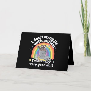 I Dont Struggle With Autism Autistic Funny Raccoon Letterpress Thank You Card