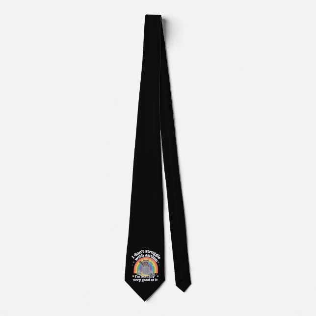 I Dont Struggle With Autism Autistic Funny Raccoon Neck Tie (Front)