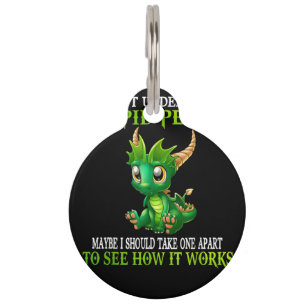 I Don't Understand Stupid People Cute Dragons Love Pet ID Tag