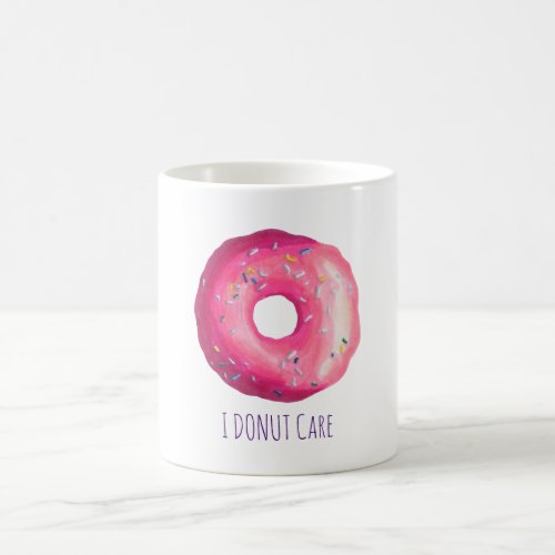 I Donut Care Funny Pun Pink Donut With Sprinkles Coffee Mug