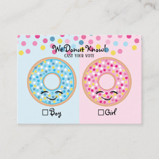 I Donut Know Gender Reveal Voting Card