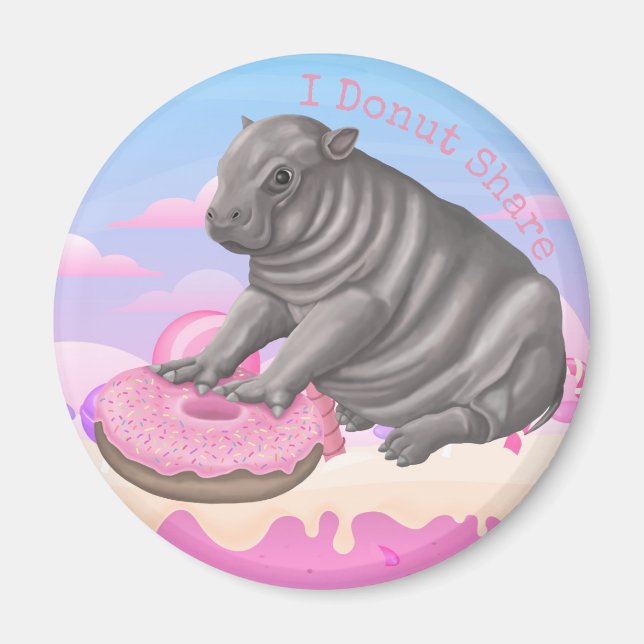 I Donut Share Hippo Magnet (Front)