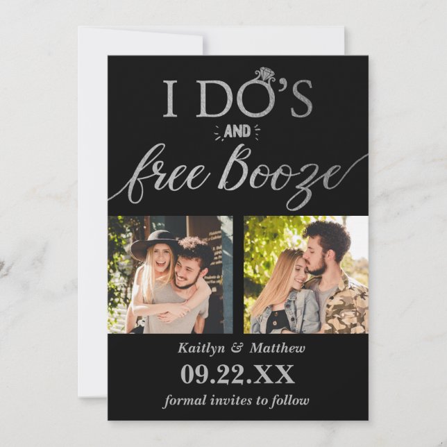 I Do's & Free Booze Modern Wedding Save The Date (Front)