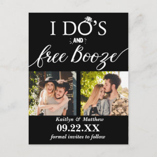 I Do's & Free Booze Modern Wedding Save The Date Announcement Postcard