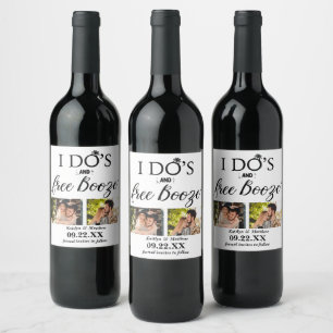 I Do's & Free Booze Modern Wedding Save The Date Wine Label