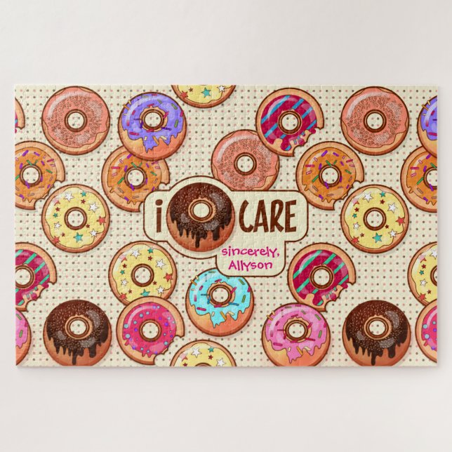 I Doughnut Care Cute Funny Donut Sweet Treats Love Jigsaw Puzzle (Horizontal)