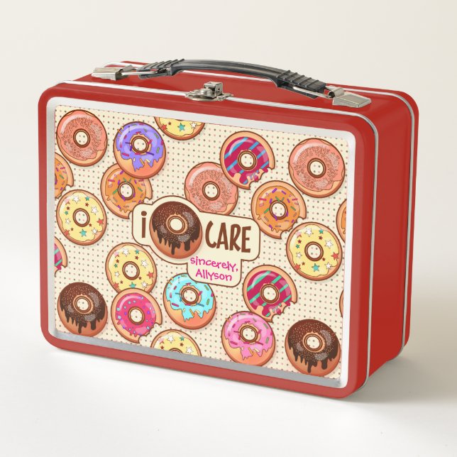 I Doughnut Care Cute Funny Donut Sweet Treats Love Metal Lunch Box (Front)